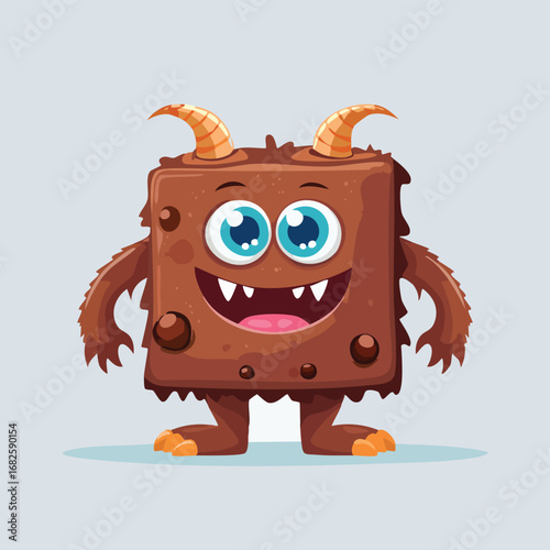 Chocolate Brownies Flat Illustration Featuring Clean Shapes and Bold Outlines