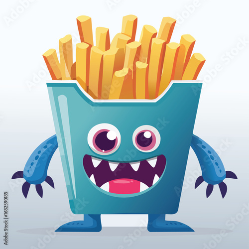 Fish and Chips Flat Illustration Featuring Clean Shapes and Bold Outlines