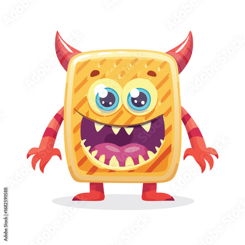 Grilled Cheese Flat Illustration Featuring Clean Shapes and Bold Outlines