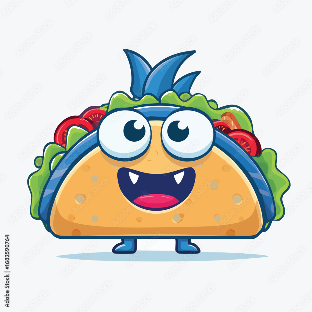 Naklejka premium Fish Tacos Flat Illustration Featuring Clean Shapes and Bold Outlines