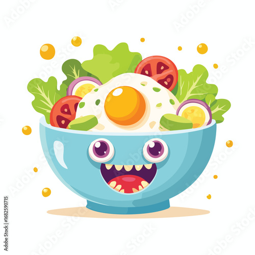 Egg Salad Flat Illustration Featuring Clean Shapes and Bold Outlines