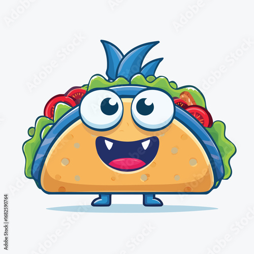 Fish Tacos Flat Illustration Featuring Clean Shapes and Bold Outlines