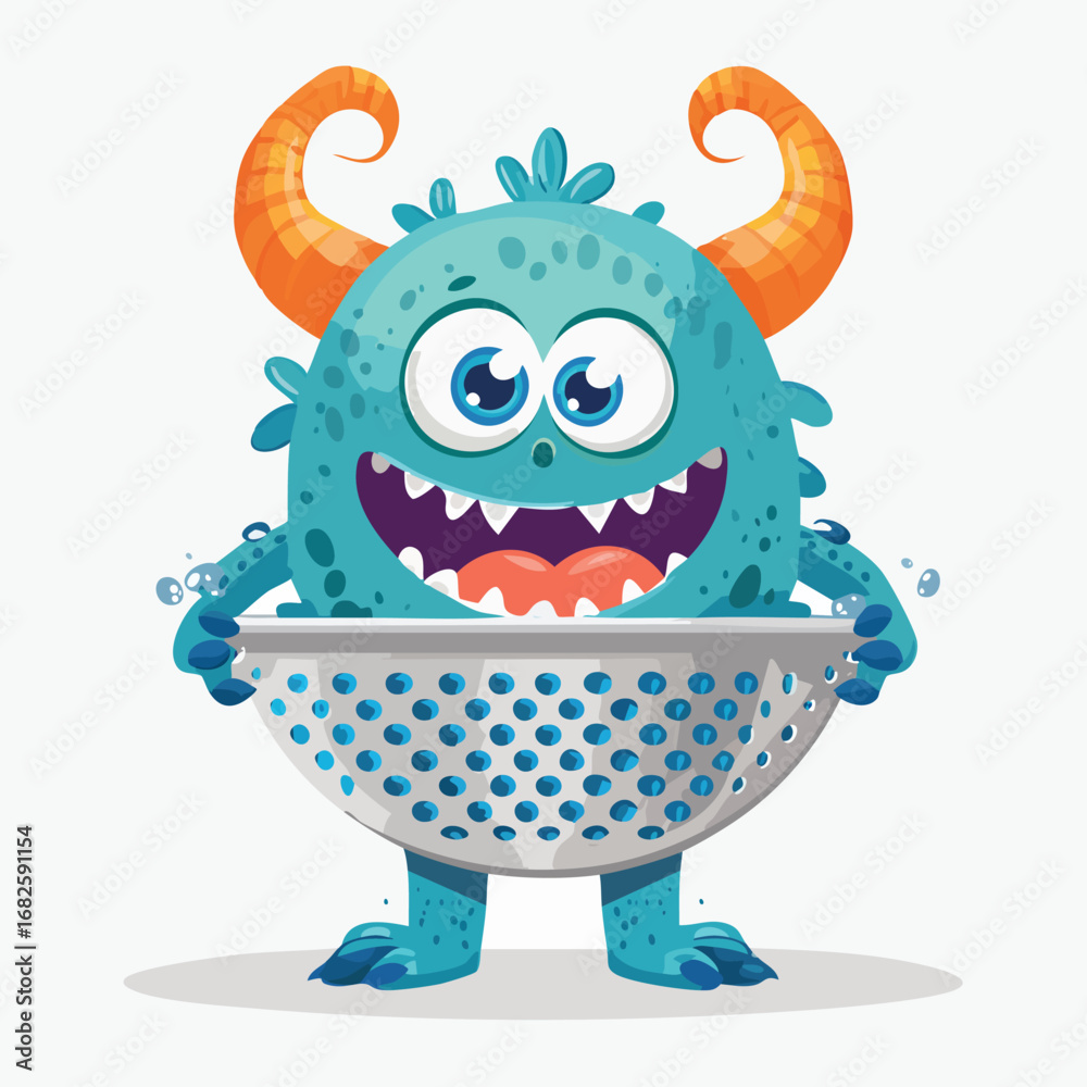 Naklejka premium colander Flat Illustration Featuring Clean Shapes and Bold Outlines