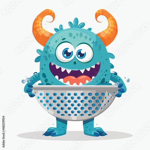 colander Flat Illustration Featuring Clean Shapes and Bold Outlines