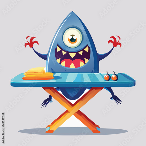 ironing board Flat Illustration Featuring Clean Shapes and Bold Outlines