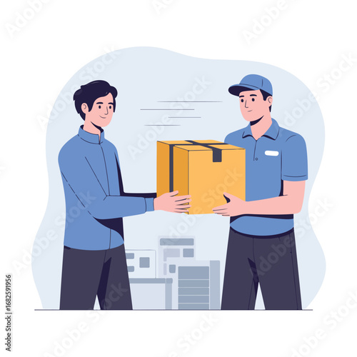Delivery man handing a package to a customer