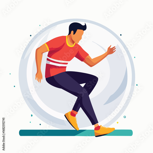 parkour Minimal Vector Artwork with Smooth Line Art and Simple Colors