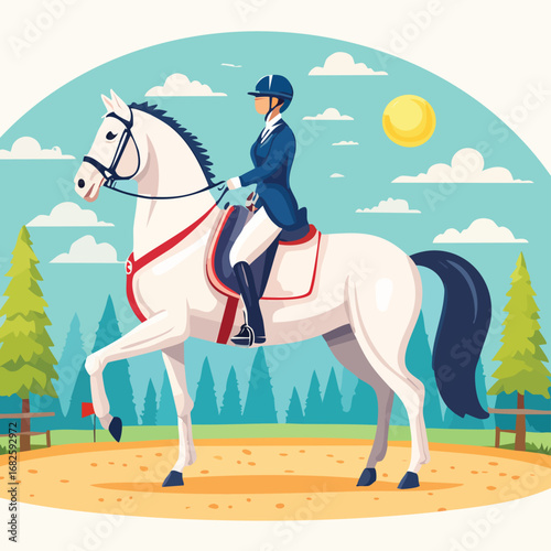 equestrian Vector Art in Modern Flat Design with Crisp Lines
