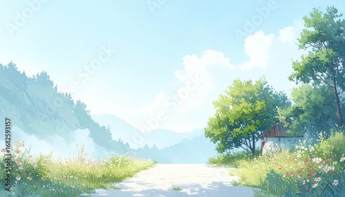 Wallpaper Mural 光と風を感じる草原の道 Torontodigital.ca