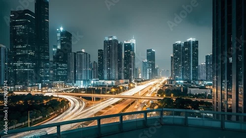 Wallpaper Mural cityscape night view highway light trails urban architecture Torontodigital.ca