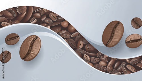 Wavy cream with coffee beans
