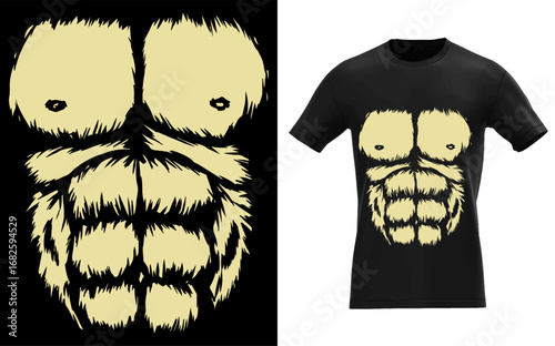 Gorilla Chest Muscles Abs Costume Shirt Halloween Easy Gift Premium