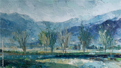 oil painting of  landscape in impasto style