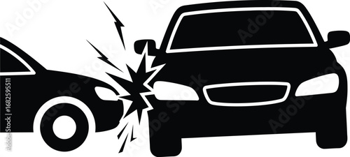 Car accident vector illustration black and white collision icon