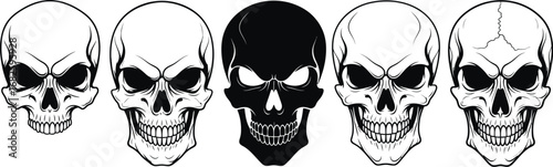 Vector skulls halloween scary death skeleton spooky skull art