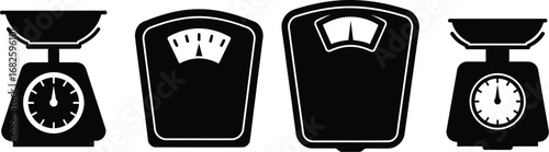 Vector illustration of different types of weight scales set