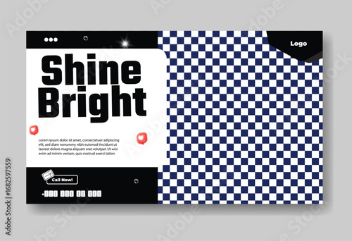 Modern graphic design with bold typography and a checkered pattern for a vibrant eye catching advertisement