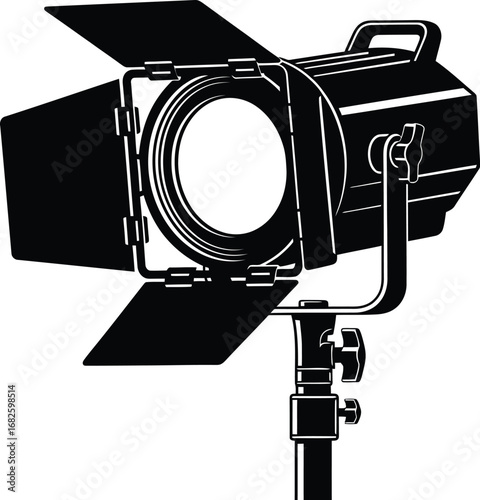 Studio lighting equipment vector illustration black and white
