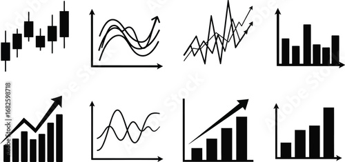 Stock market charts and graphs for financial analysis and growth