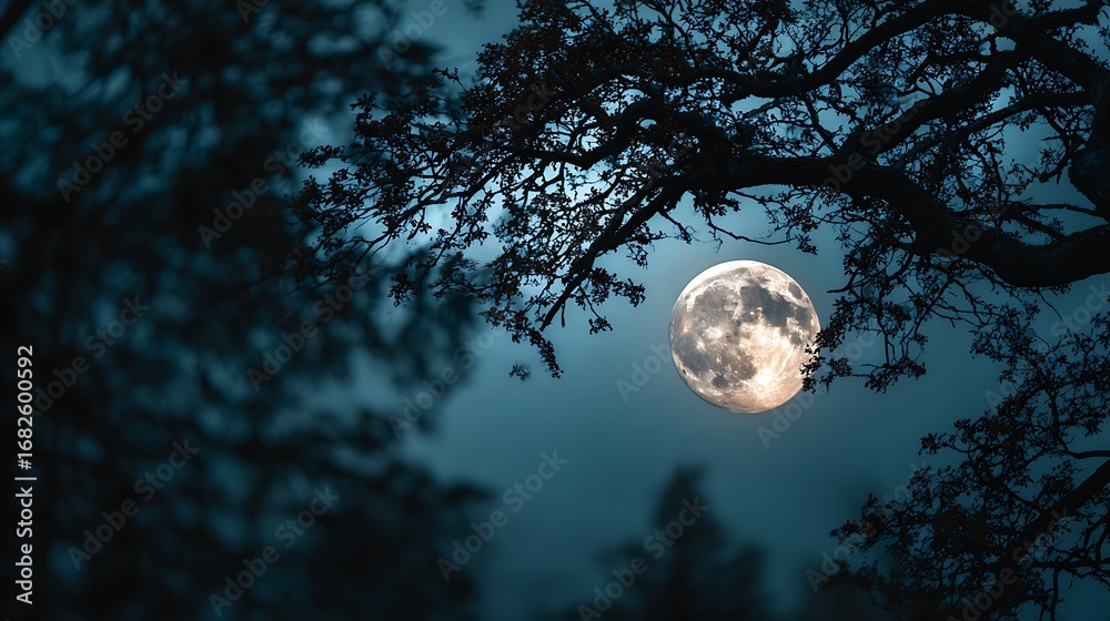 Naklejka premium Majestic Full Moon Night