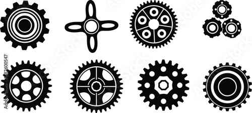 Vector gears and cogs mechanical elements for industrial design