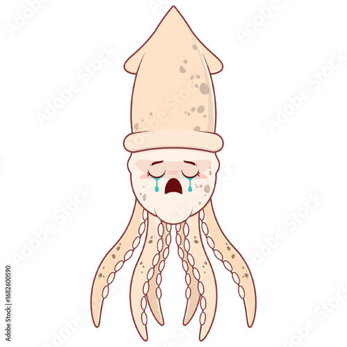 Octopus crying face cartoon cute
