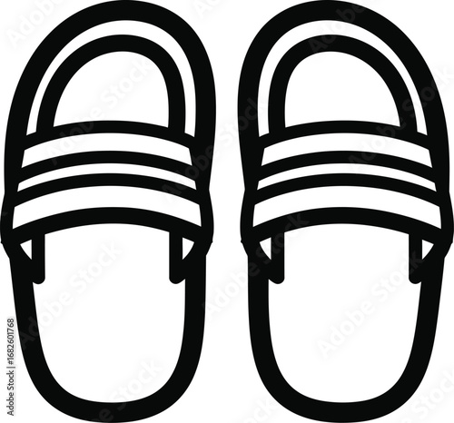 Find comfortable summer sandals and beach slippers vector icon