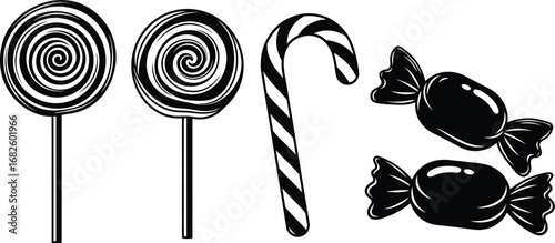 Black and white candy illustration vector graphic design art