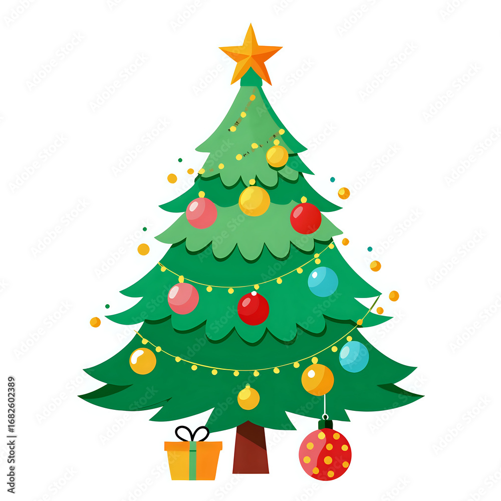 Fototapeta premium christmas tree with balls ,vector illustration white background