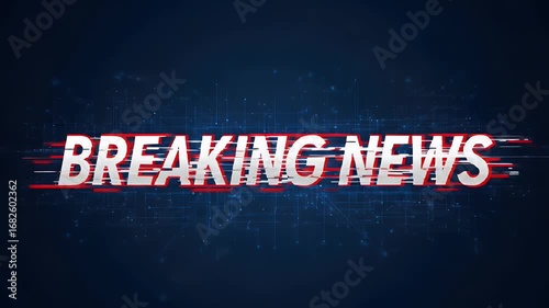 Breaking News Text Overlay on Abstract Digital Network Background with Red and Blue Lines