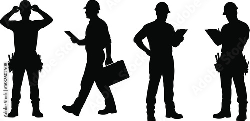 Construction worker silhouette vector illustration and graphics