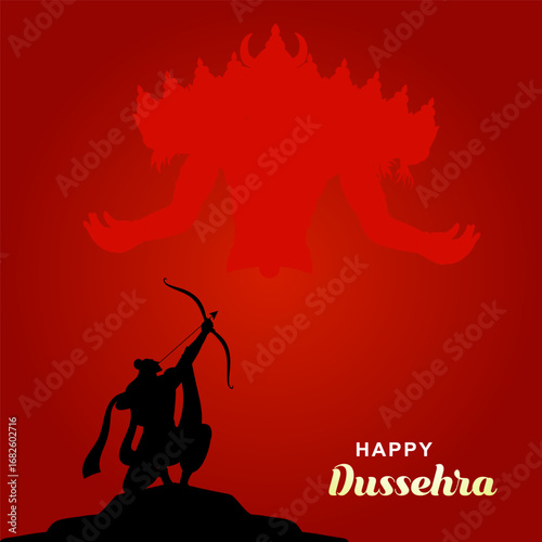 War of Lord Rama and Ravana Happy Dussehra, Navratri and Durga Puja festival of India vector illustration