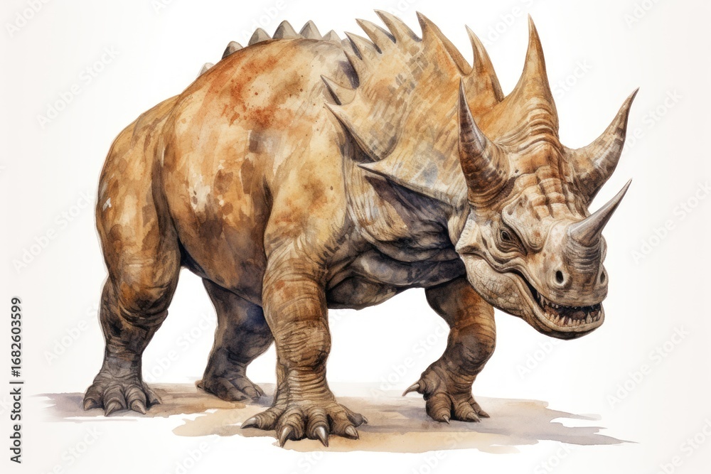 Fototapeta premium Dinosaur animal mammal rhinoceros.