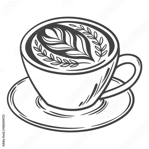 Latte Art Vector Coffee Mug Illustration