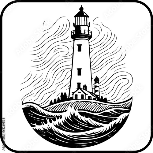 A maritime sentinel stands firm against tempestuous seas, guiding vessels through perilous waters