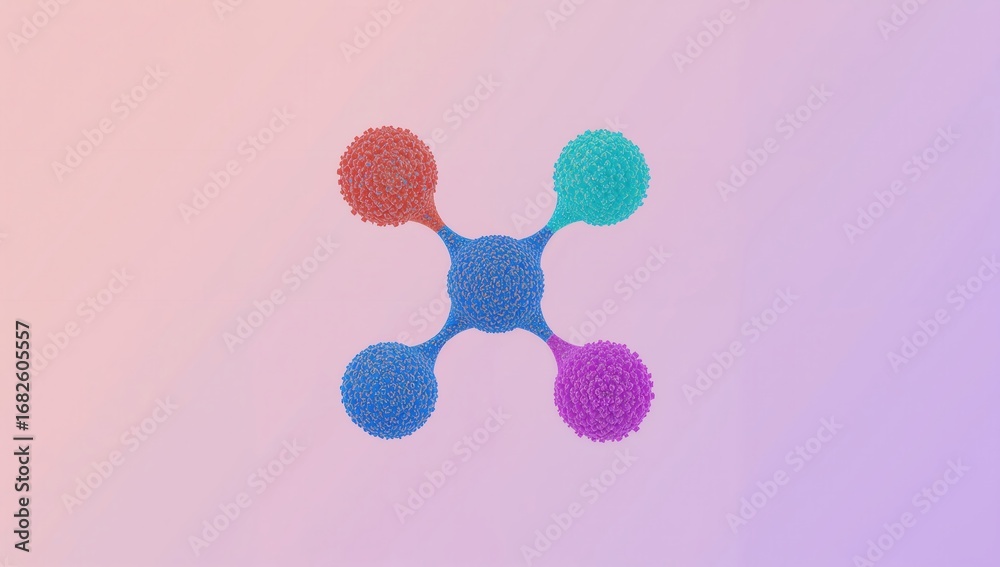 Fototapeta premium Abstract representation of interconnected nodes in vibrant colors on a soft gradient background