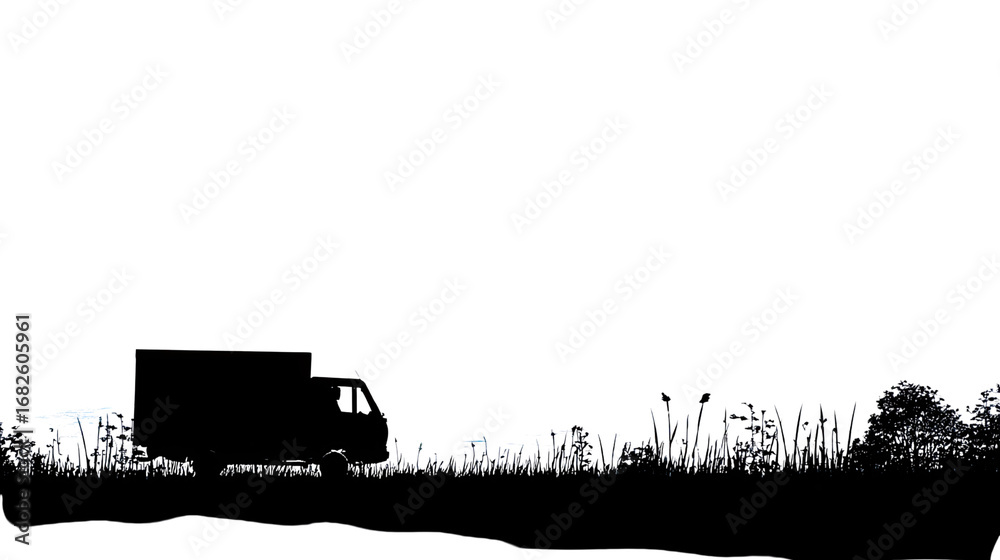 Fototapeta premium Serene Landscape with Silhouettes of Trees and Distant Hills at Dusk