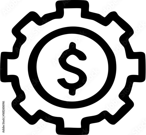 Financial Operations Gear with Dollar Sign Icon.