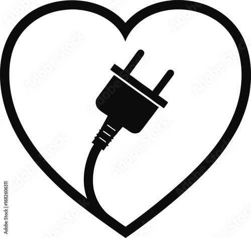 electric, power, plug, inside, a, heart, shape, symbolizing, passion, for, technology, connection, and, vital, energy, vector