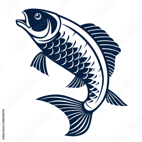 Detailed Fish Vector Art Jump, isolated & centered