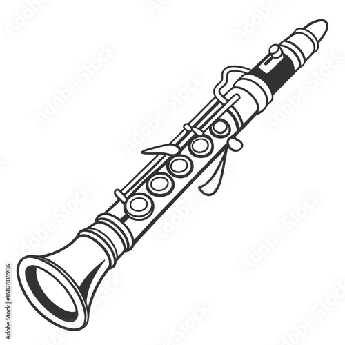 Isolated Vector Clarinet, Musical Instrument Art