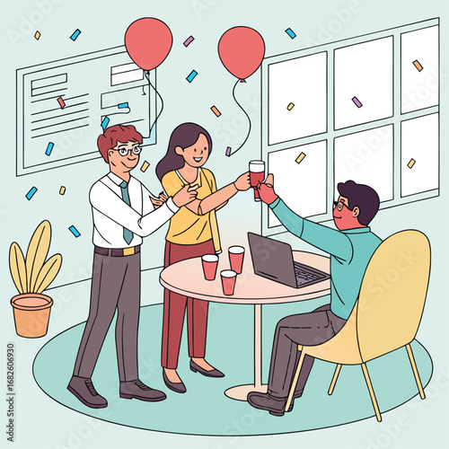  Vector Illustration of Team Celebration in Office
 Adobe Illustrator Artwork