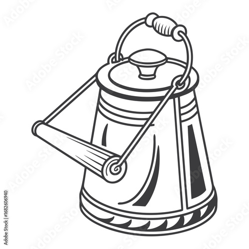 Vintage Milk Can Vector Line Art Illustration