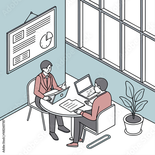  Vector Illustration of Contract Negotiation Between Partners Adobe Illustrator Artwork