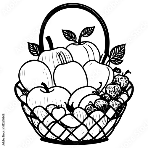 Black and white apple abundance a delightful woven basket overflowing with fresh picked organic