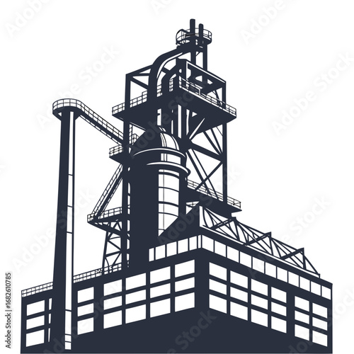 Industrial Plant Complex Illustration in Dark Tones