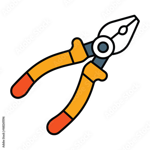 Hand pliers tool illustration for repair and mechanical work equipment
