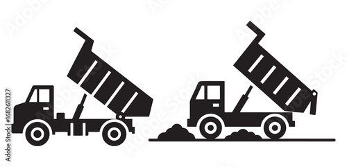 Dump truck silhouette icon vector