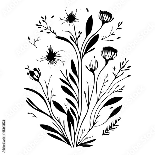 Botanical elegance a monochromatic floral arrangement in simple design portraying nature's