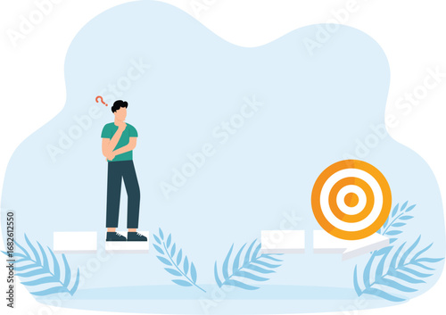 Businessman is running to the exit and target of success, Way to avoid problems and leaving the situation and finding a new way concept,
